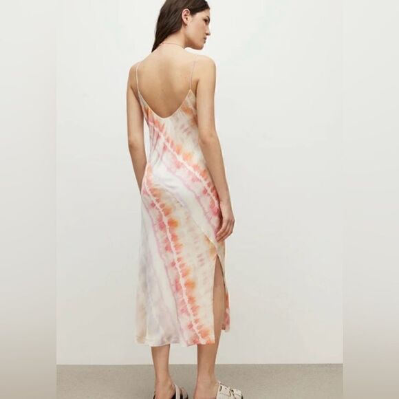 NWT All Saints Melody Marea Rainbow pink dress size 8 - Picture 2 of 5